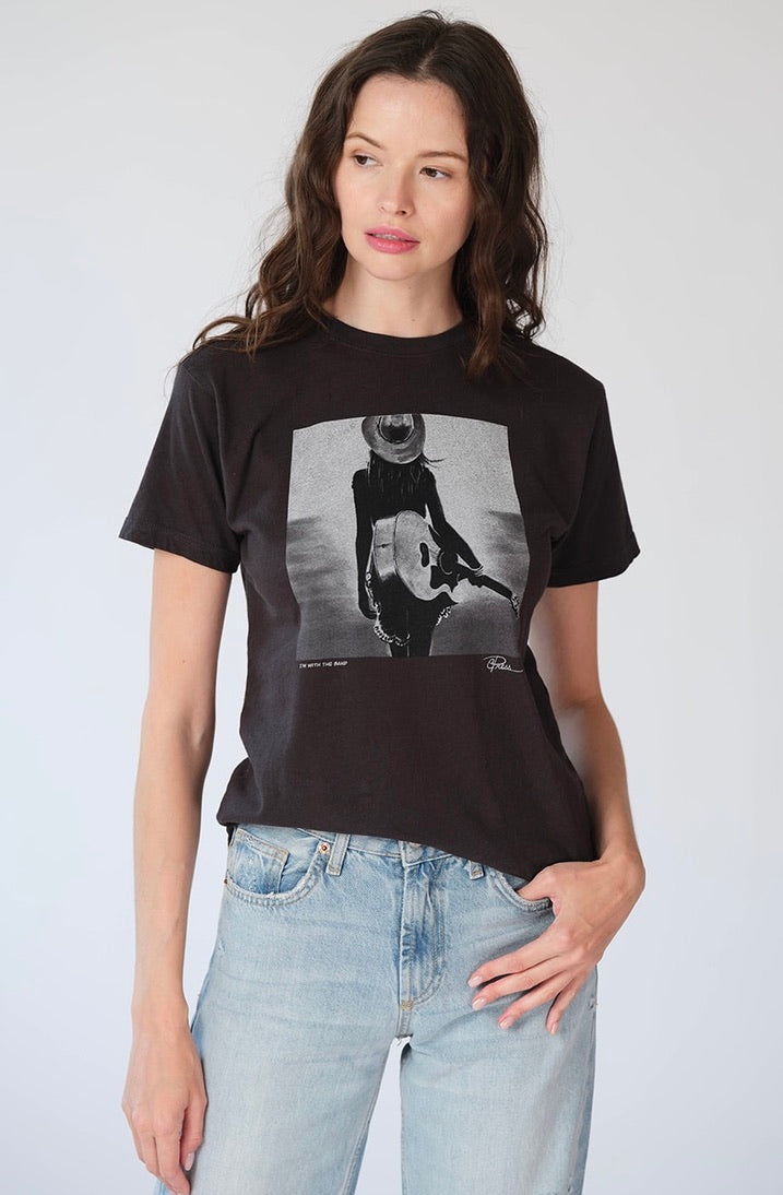 I'M WITH THE BAND MUSHIE TEE - WORN WHITE