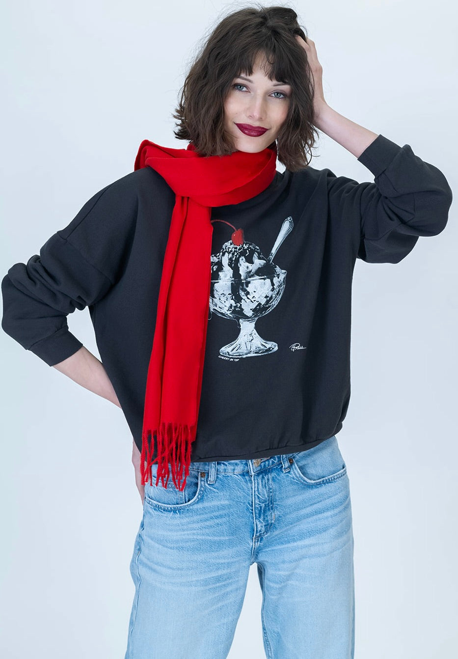 CHERRY ON TOP COZY SWEATSHIRT